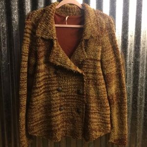 Free People Boucle yarn double breasted sweater